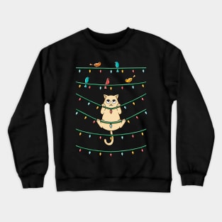 Cat and birds christmas Crewneck Sweatshirt